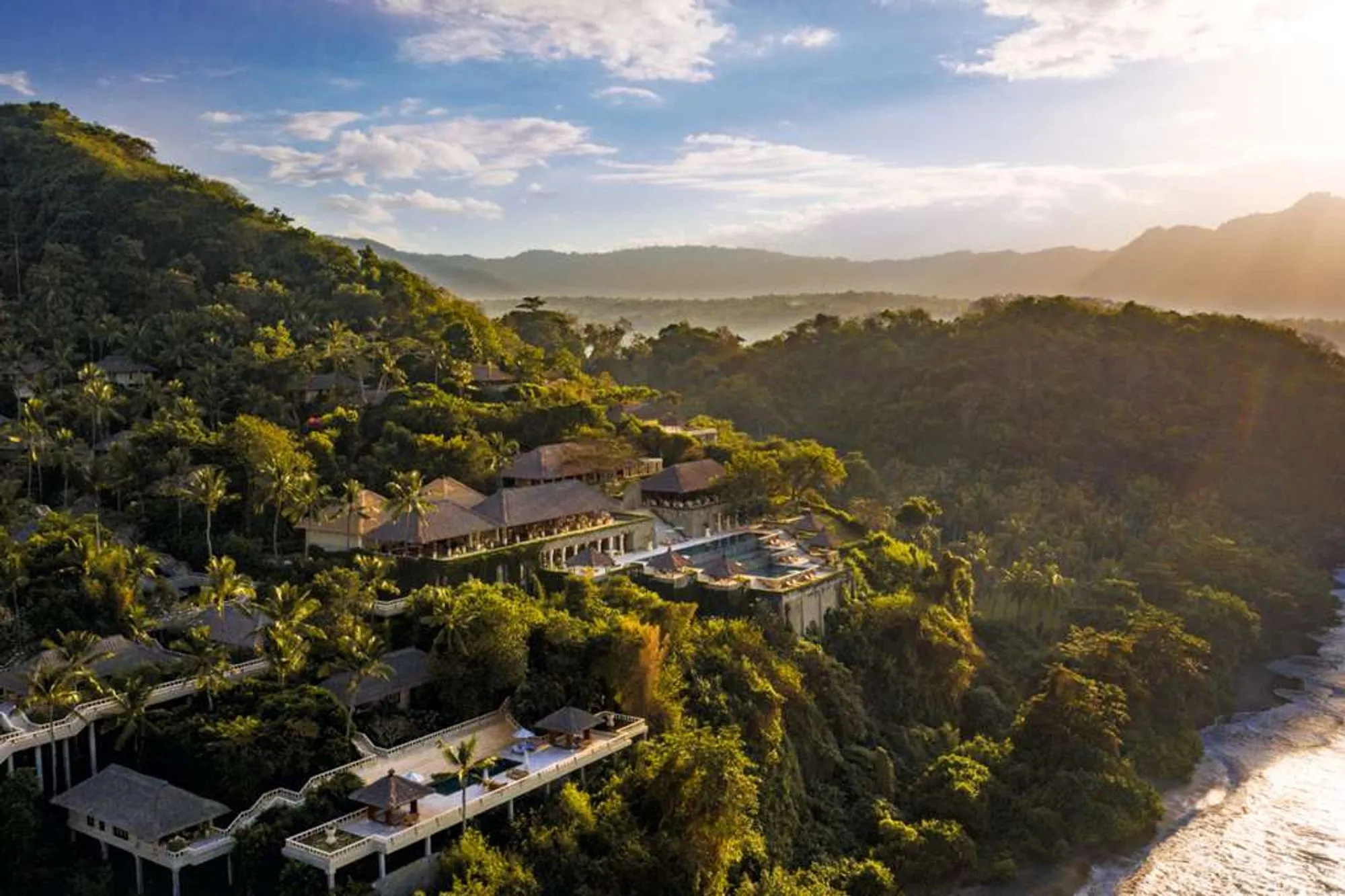 Amankila, Karangasem Bali - cliffside resort exterior overlooking sea