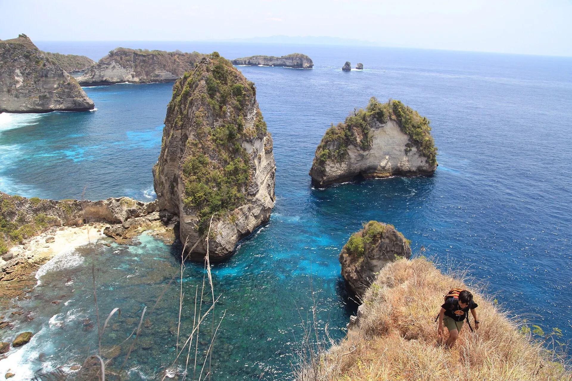 Atuh Beach, Nusa Penida - white sand beach with distinctive rock pillars