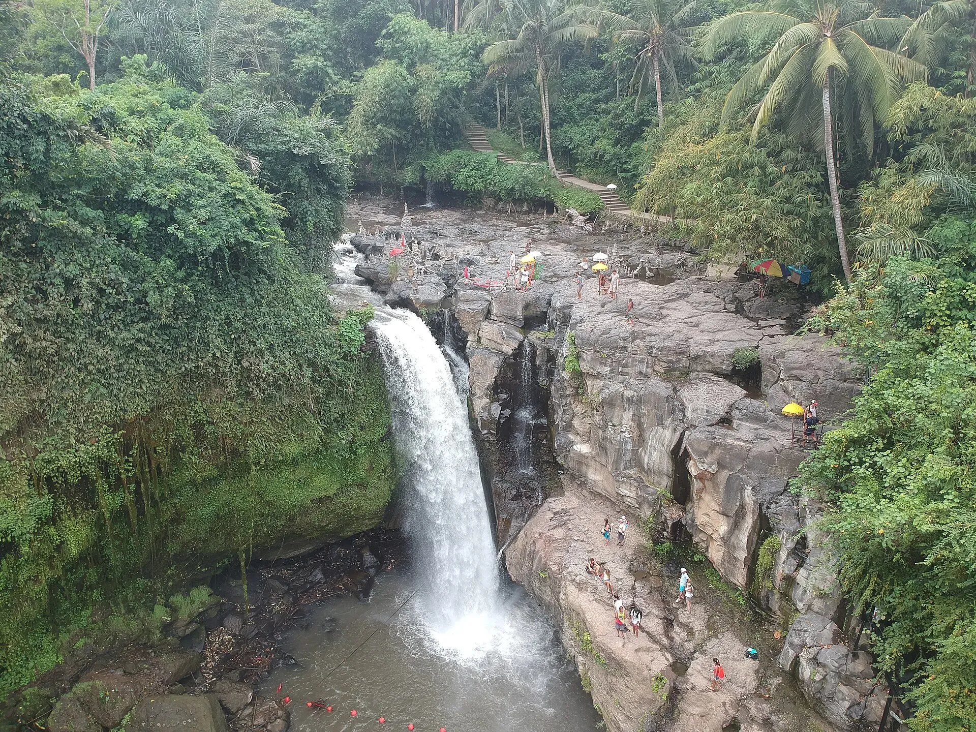 Tegenungan waterfall corridor under Blangsinga Glass Bridge, Gianyar Bali