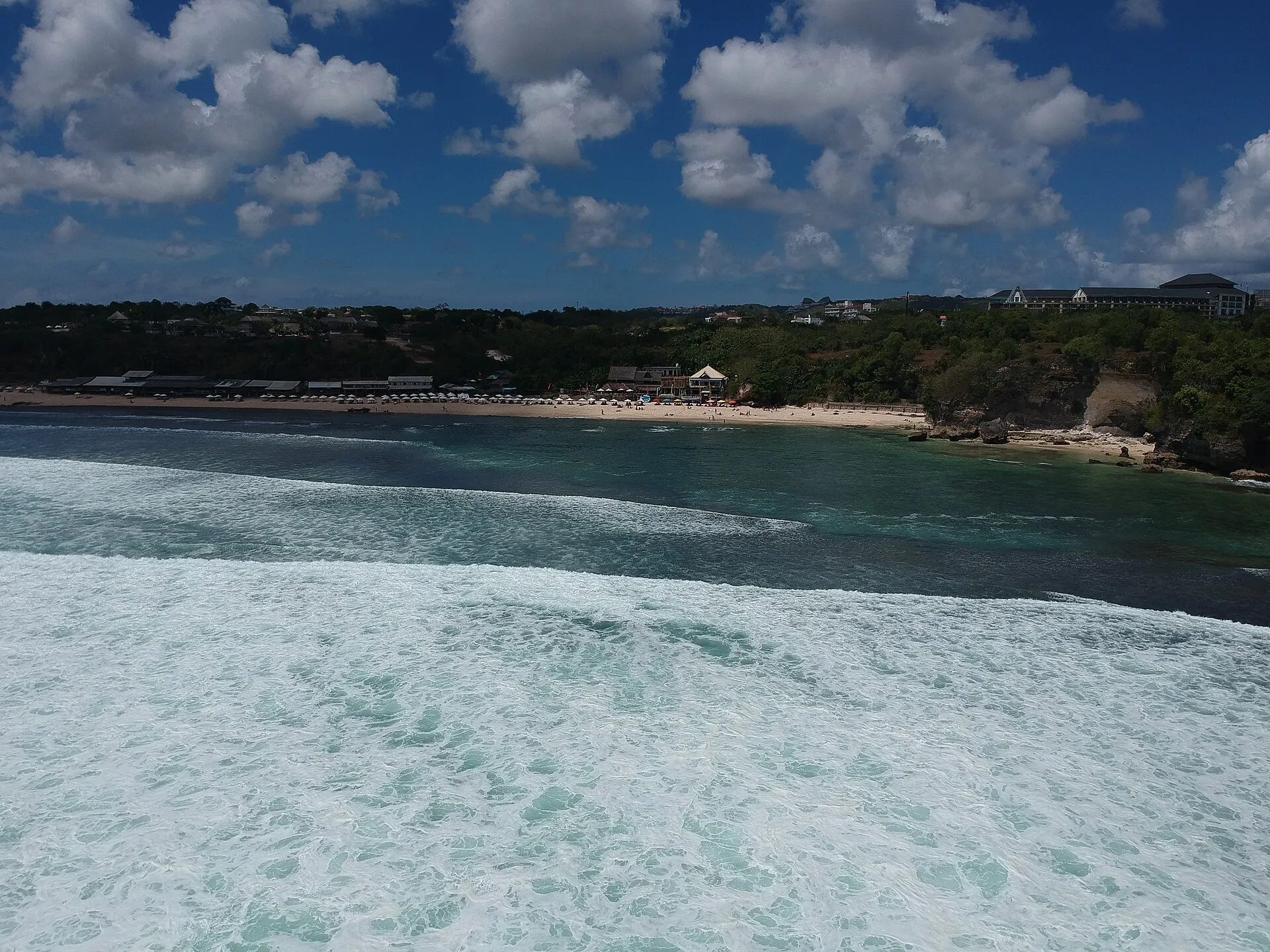 Balangan Beach, Badung Bali - white sand bay and cliff shoreline